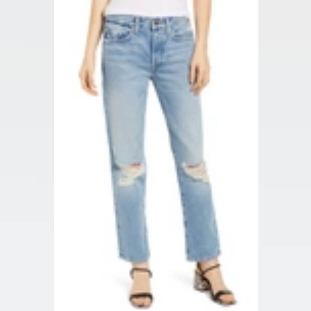 EDWIN. CAI HIGH WAIST NONSTRETCH RIPPED STRAIGHT LEG JEANS size 25